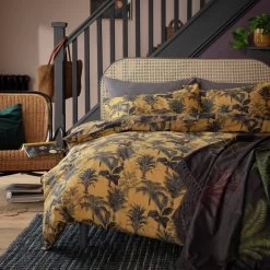 Habitat Palm Floral Print Mustard Bedding Set - Single