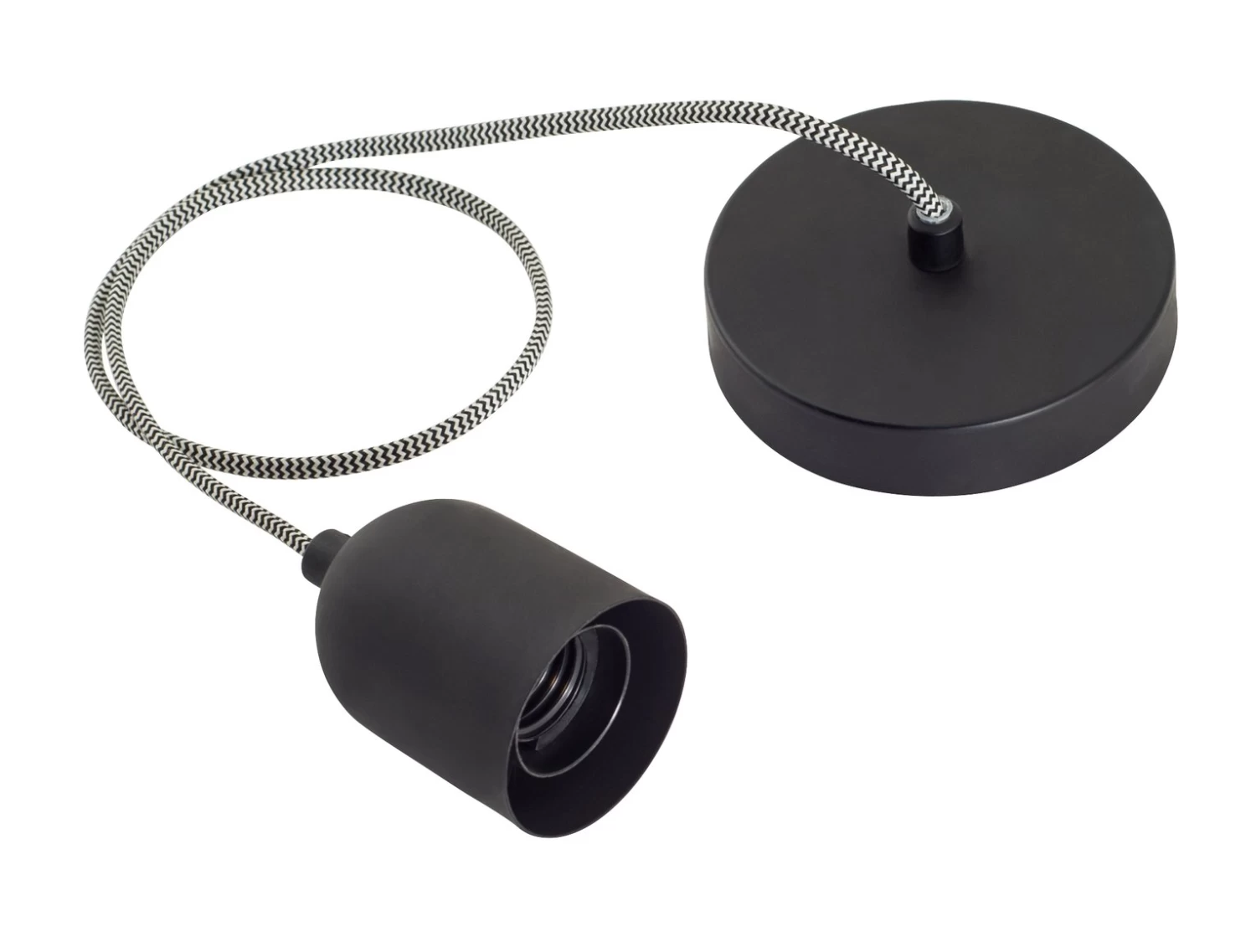 Habitat Pendant Ceiling Light - Matte Black & Herringbone - Image 2