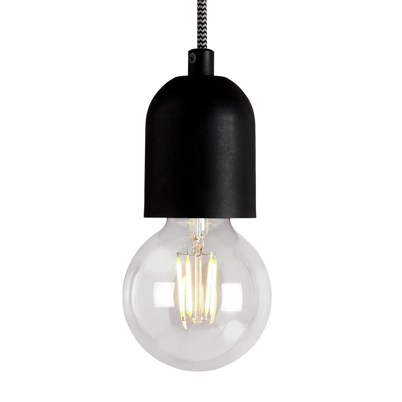 Habitat Pendant Ceiling Light - Matte Black & Herringbone - Image 3