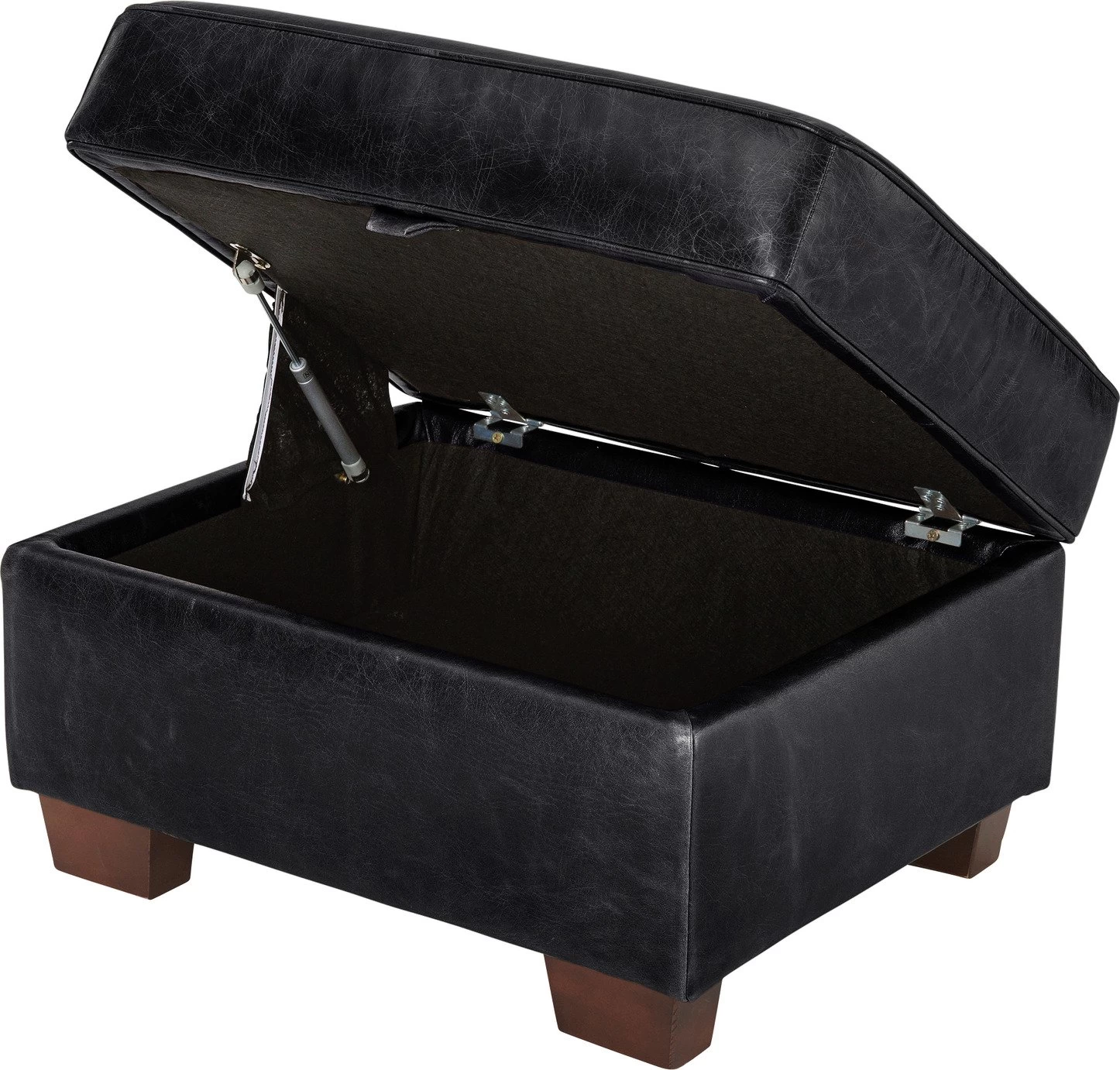 Habitat Salisbury Leather Storage Footstool - Black - Image 5