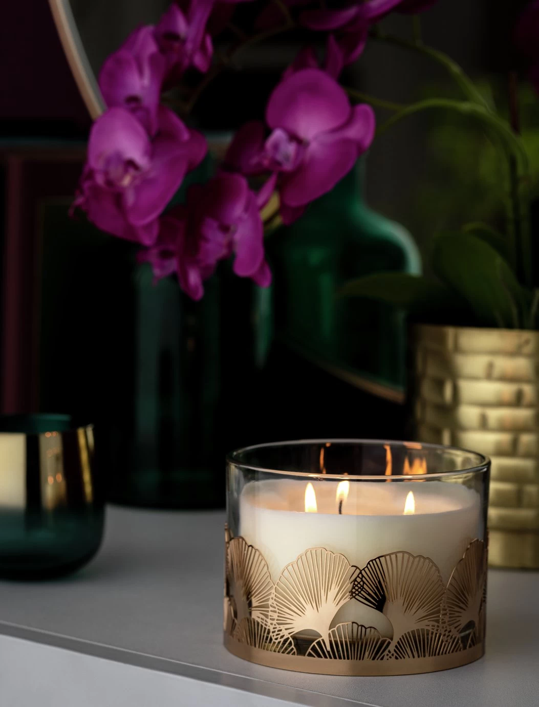 Habitat Metal Cut Large Candle - Rose Saffron & Amber - Image 2