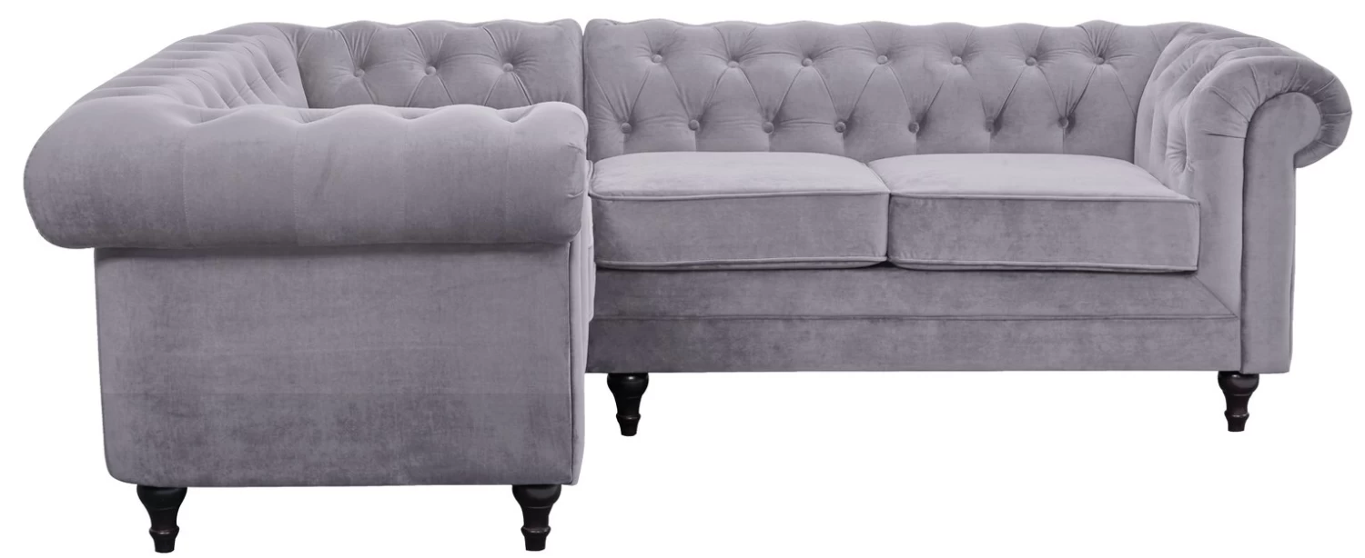Habitat Chesterfield Right Hand Corner Sofa-Light Grey - Image 6