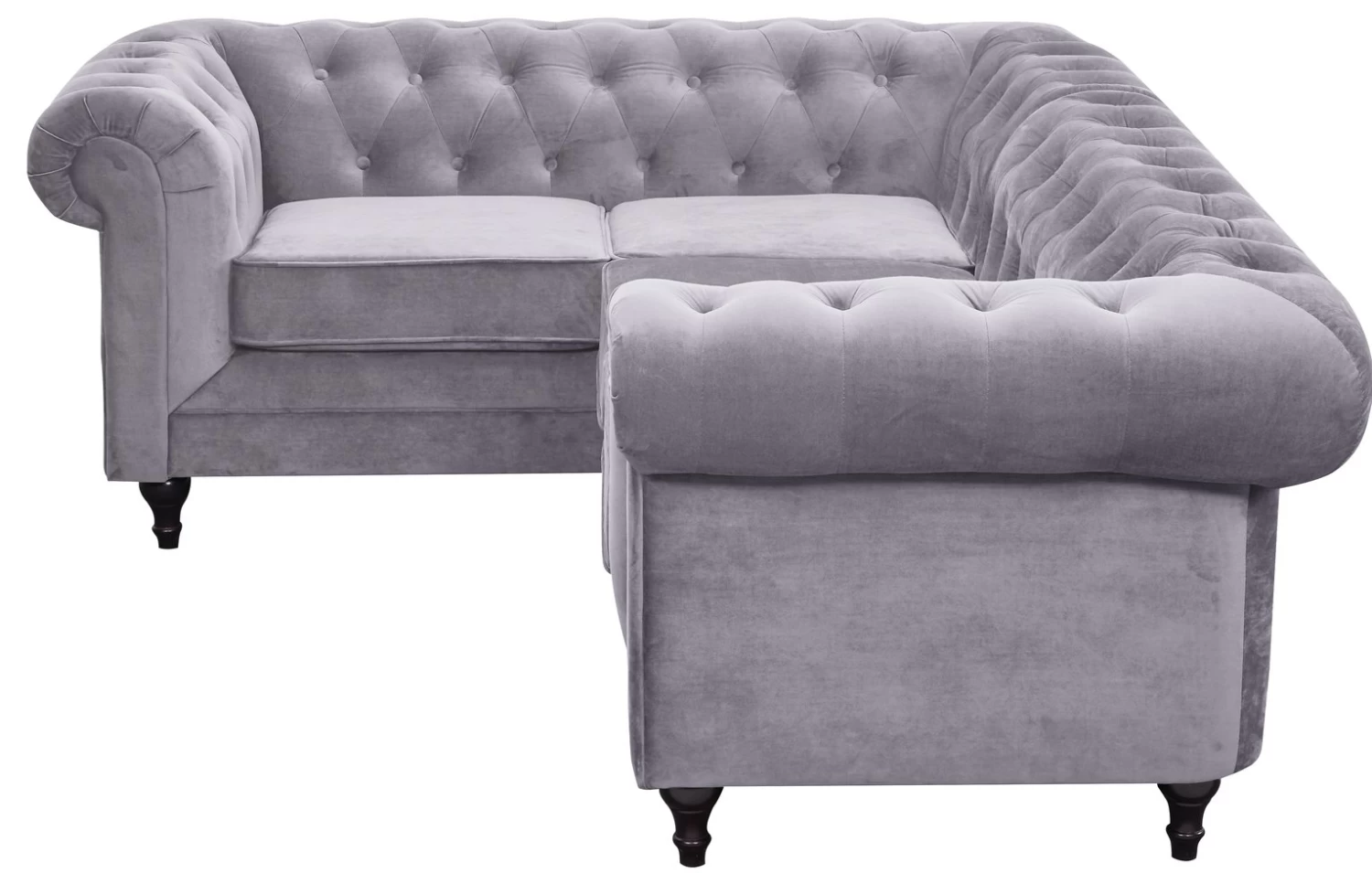 Habitat Chesterfield Right Hand Corner Sofa-Light Grey - Image 7