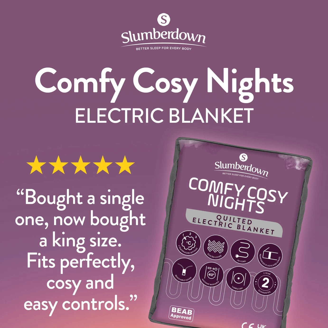 Slumberdown Comfy Cosy Nights Electric Blanket - Double - Image 2