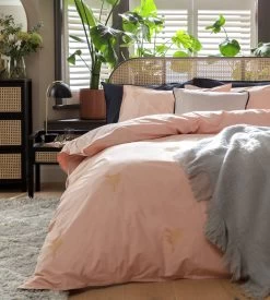 Habitat Embroidered Palm Pink Bedding Set - Single