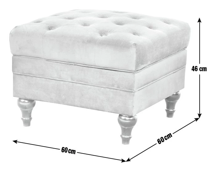 Habitat Chesterfield Velvet Storage Footstool - Light Grey - Image 4