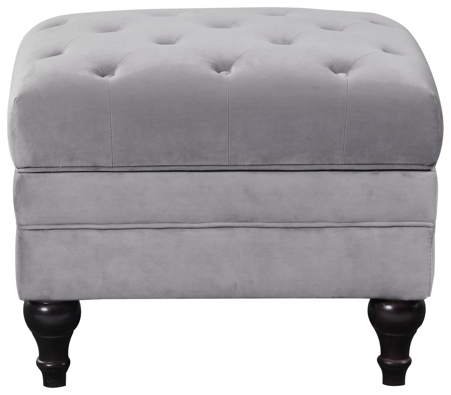 Habitat Chesterfield Velvet Storage Footstool - Light Grey