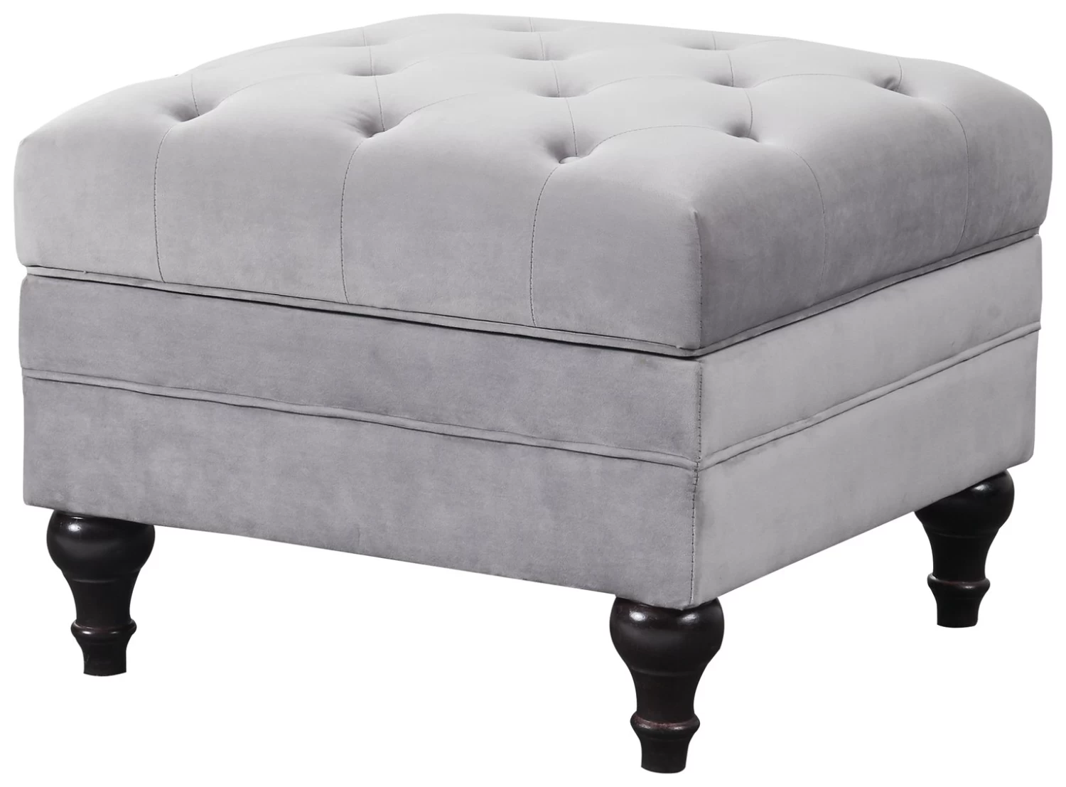 Habitat Chesterfield Velvet Storage Footstool - Light Grey - Image 5