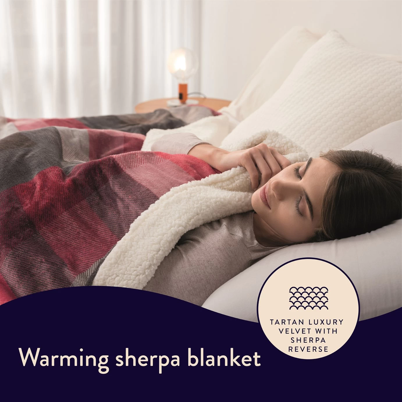 Dreamland Sherpa Tartan Reversible Overblanket - Image 2