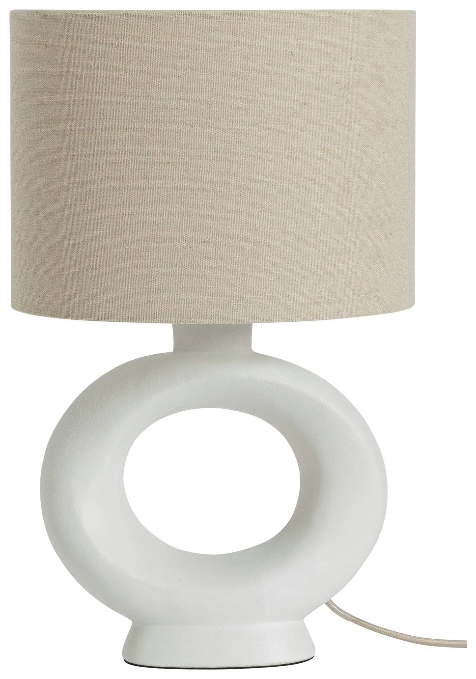 Habitat Nels Large Circle Ceramic Table Lamp - White & Beige - Image 2