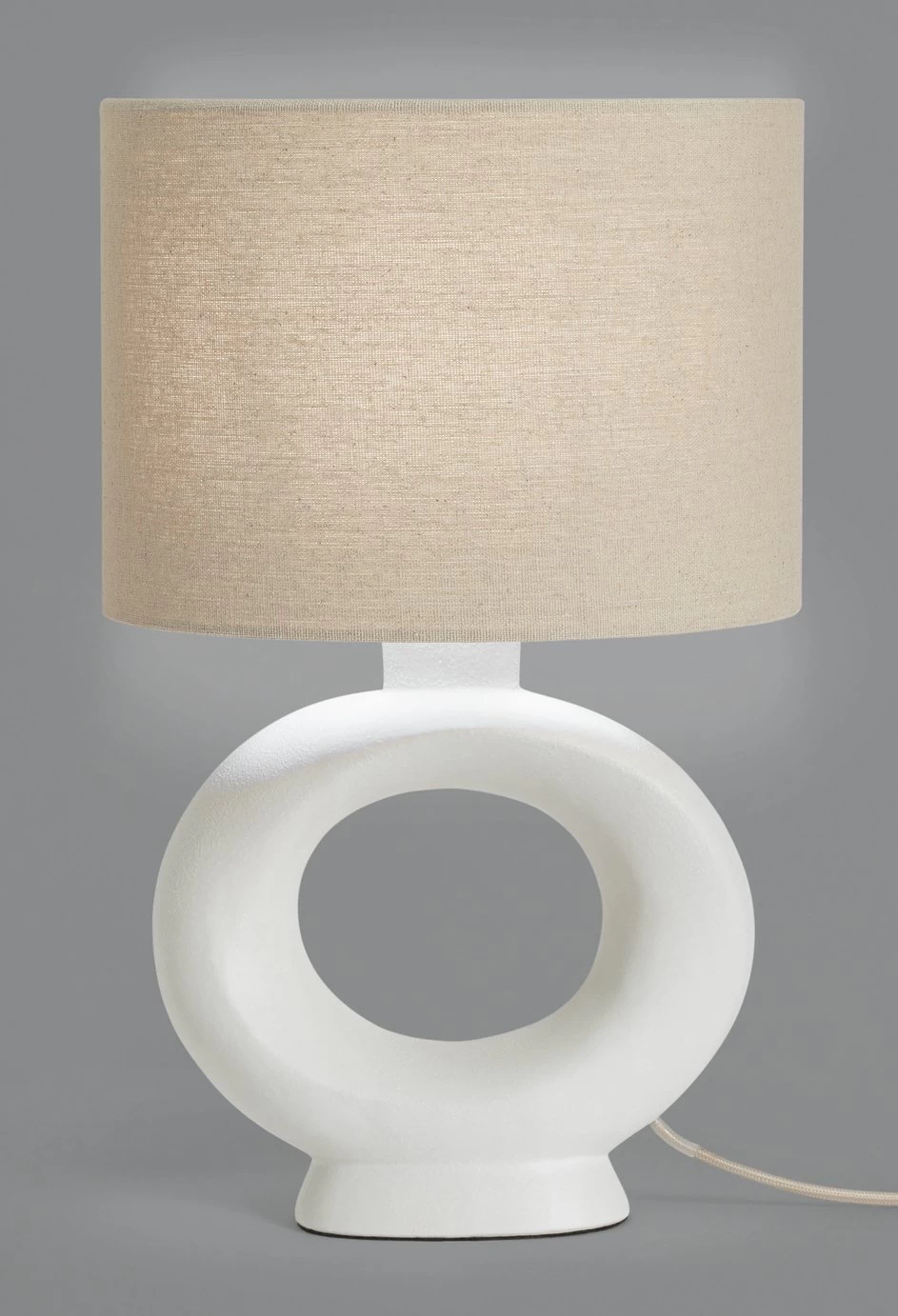 Habitat Nels Large Circle Ceramic Table Lamp - White & Beige - Image 5