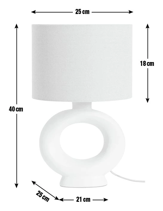 Habitat Nels Large Circle Ceramic Table Lamp - White & Beige - Image 6