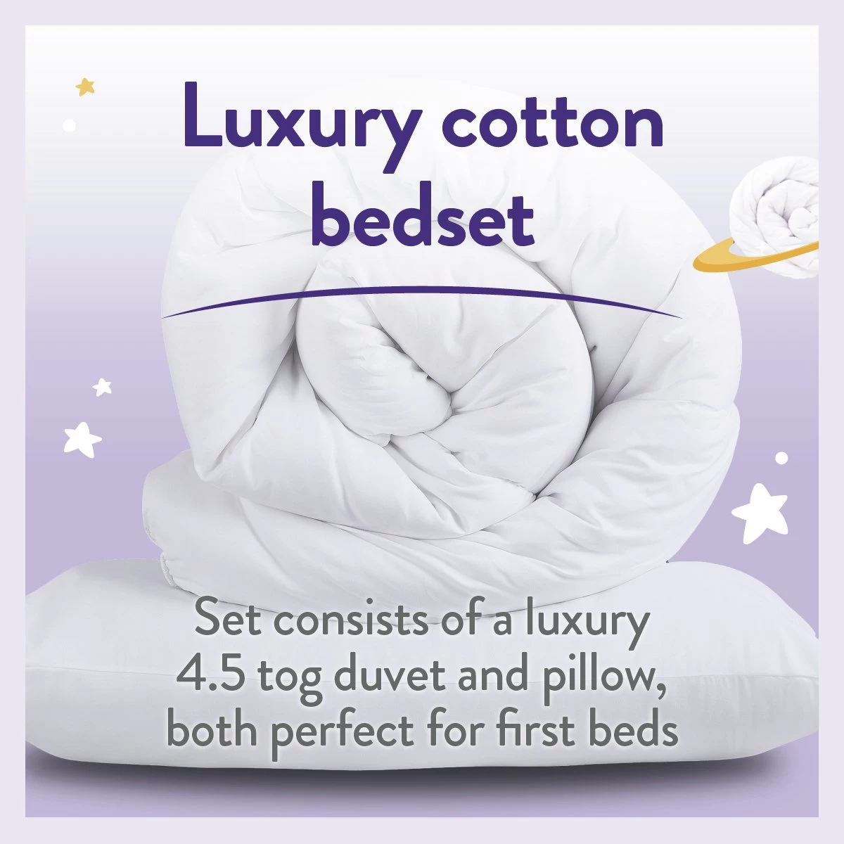 Slumberdown Luxury Cotton 4.5Tog Kids Duvet & Pillow –Single - Image 3