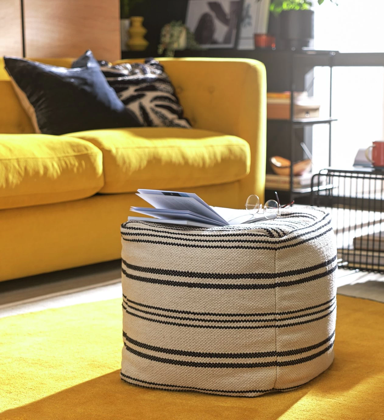 Kaikoo Layne Wool Pouffe - Black & White - Image 2