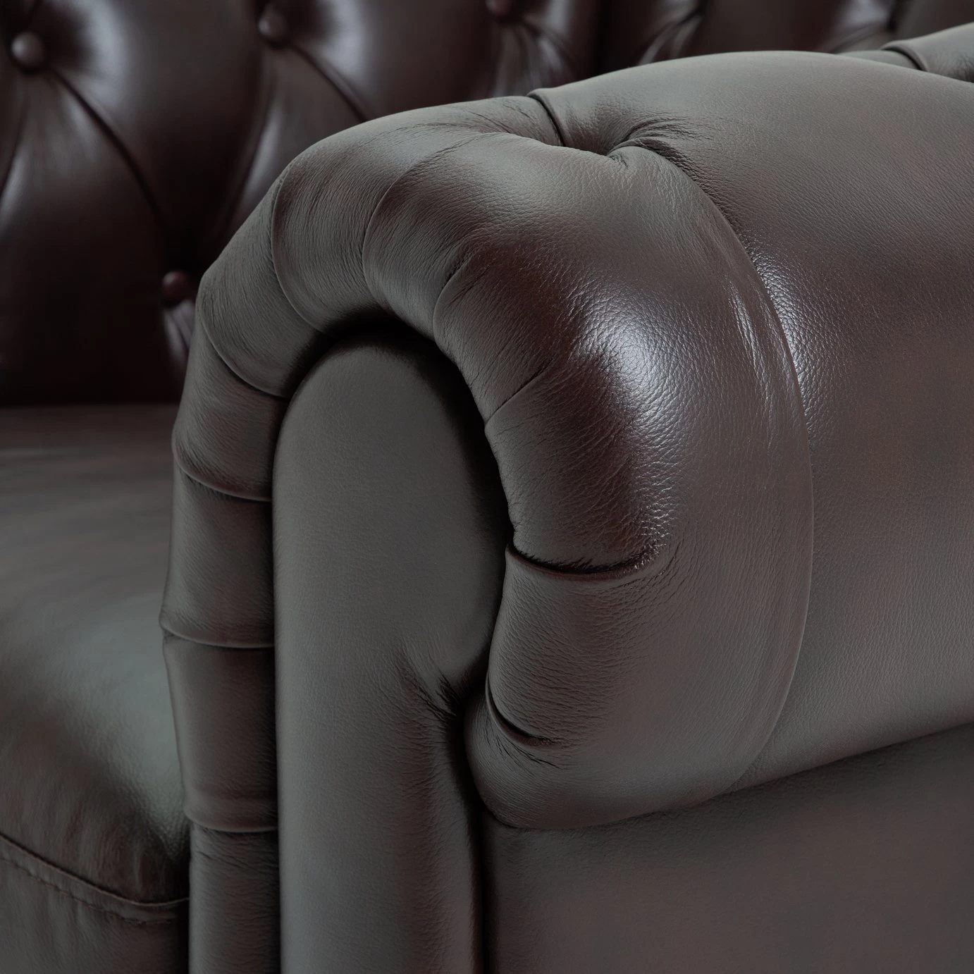 Habitat Chesterfield Leather Armchair - Walnut - Image 6