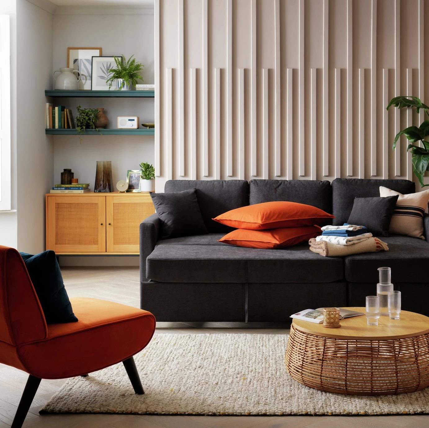 Habitat Reagan Right Corner Chaise Sofa Bed - Charcoal - Image 11