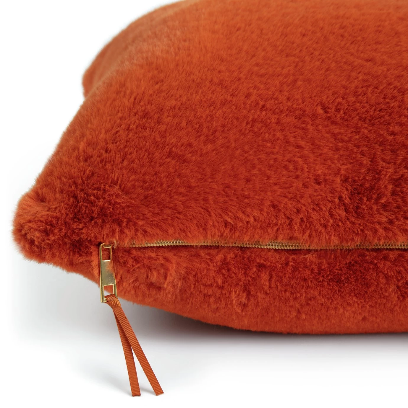Habitat Plain Faux Fur Cushion - Burnt Orange - 43X43cm - Image 5