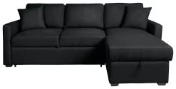 Habitat Reagan Corner Chaise Faux Leather Sofa Bed - Black