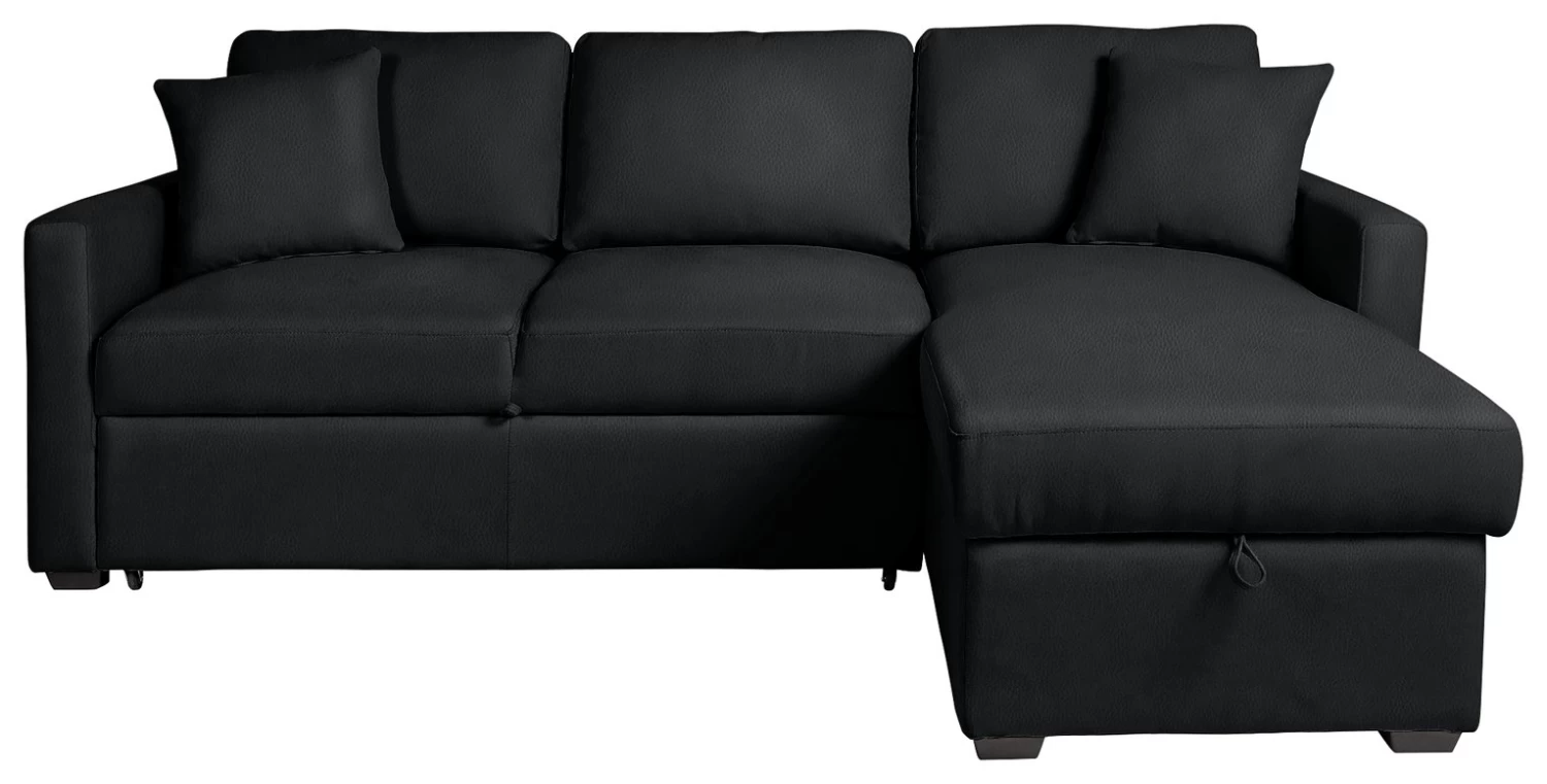 Habitat Reagan Corner Chaise Faux Leather Sofa Bed - Black