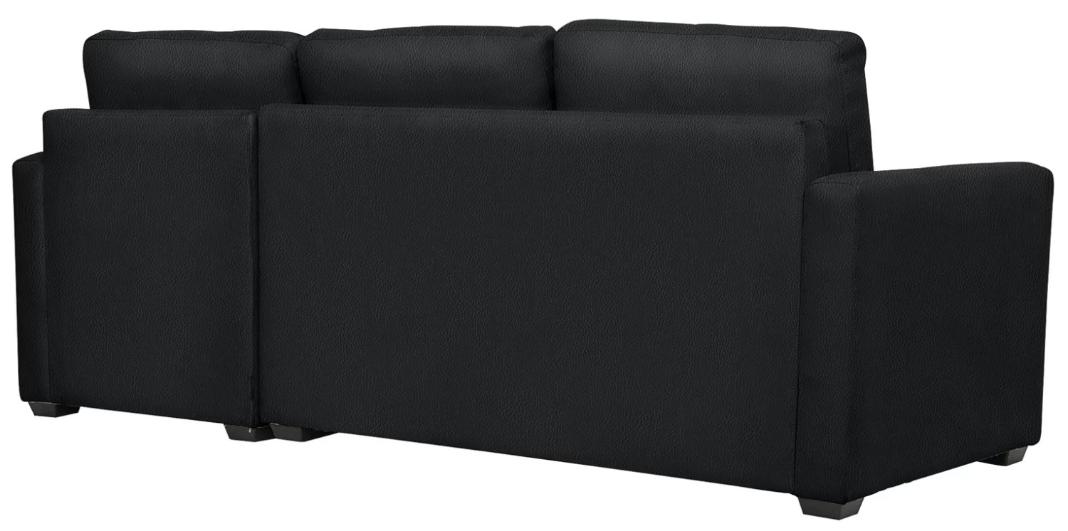 Habitat Reagan Corner Chaise Faux Leather Sofa Bed - Black - Image 4