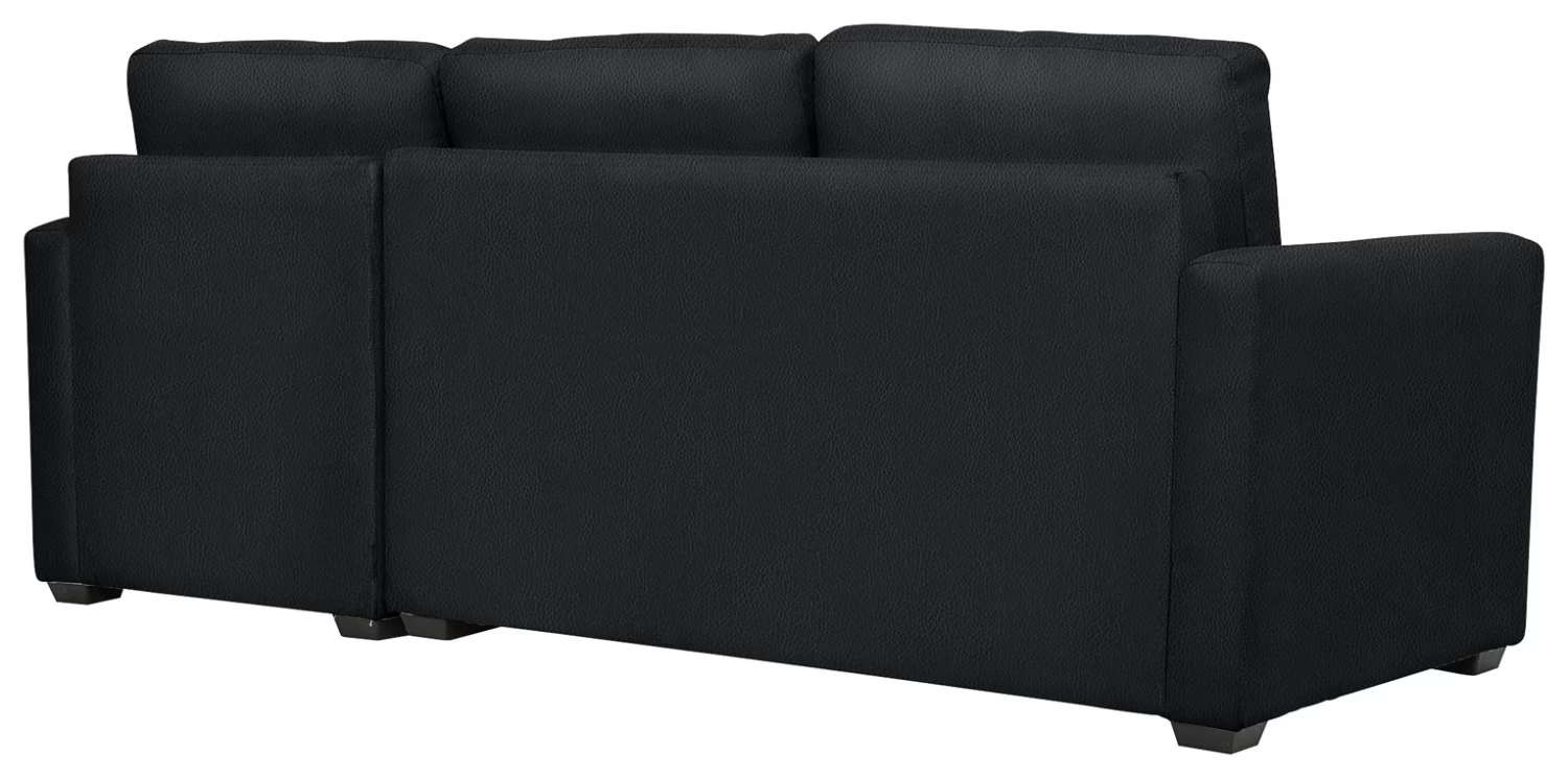 Habitat Reagan Corner Chaise Faux Leather Sofa Bed - Black - Image 5