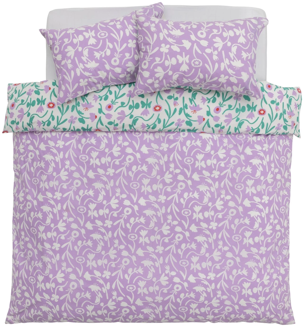 Habitat 180TC Floral Green & Pink Bedding Set - Single - Image 5