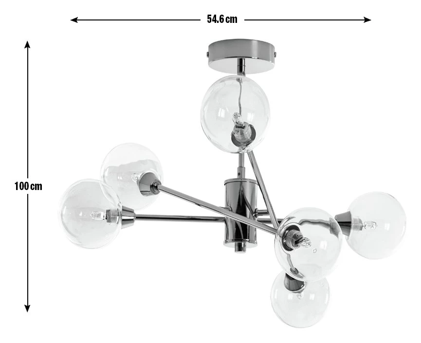 Habitat Glam 6 Light Glass Ceiling Light – Gold - Image 3