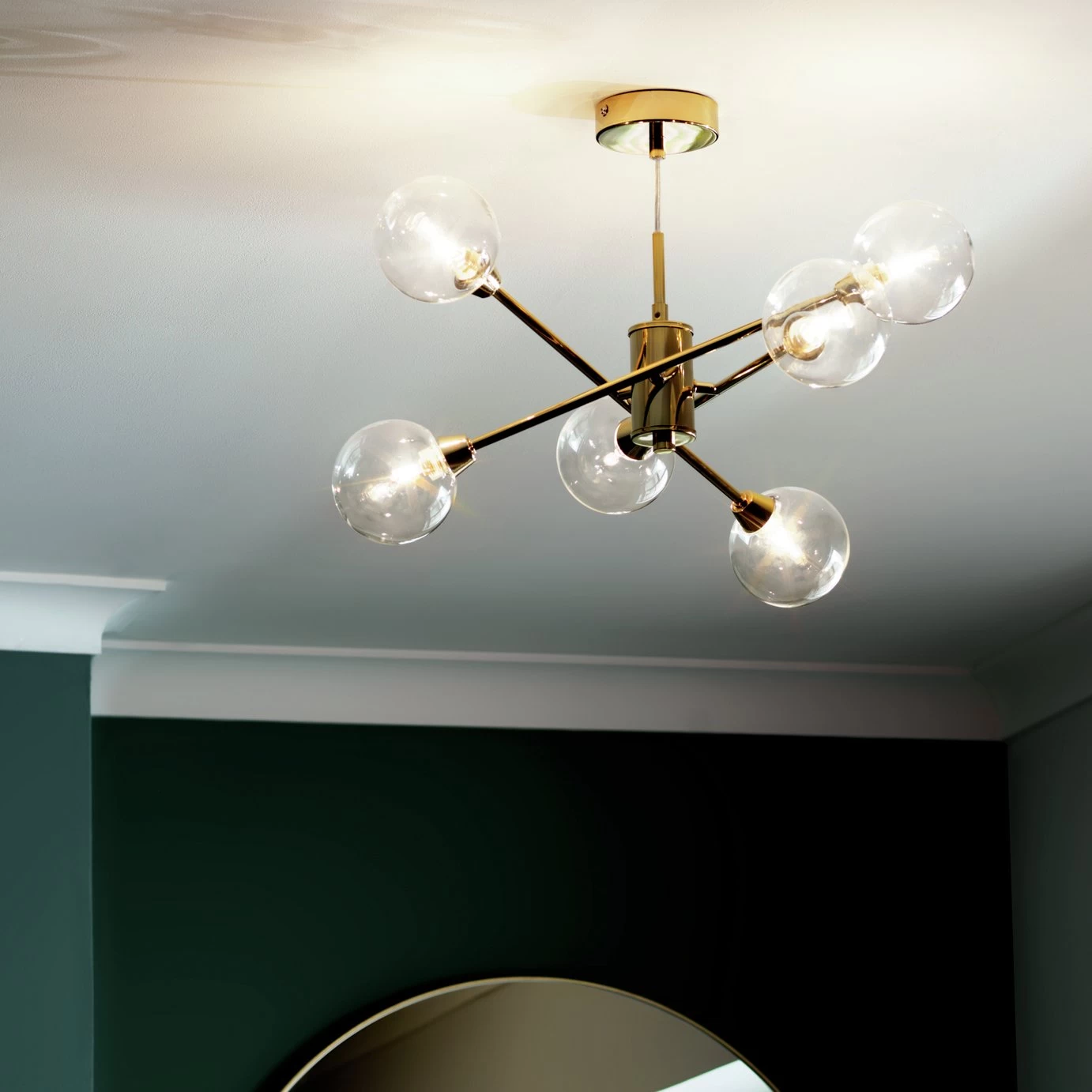 Habitat Glam 6 Light Glass Ceiling Light – Gold