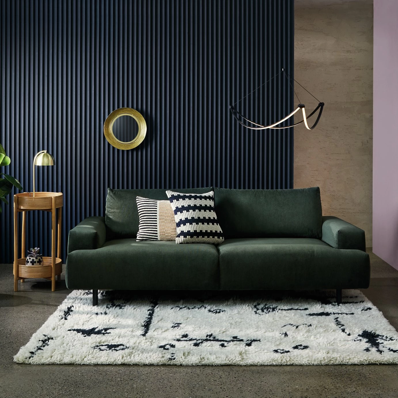 Habitat Julien Fabric 3 Seater Sofa - Dark Green - Image 2