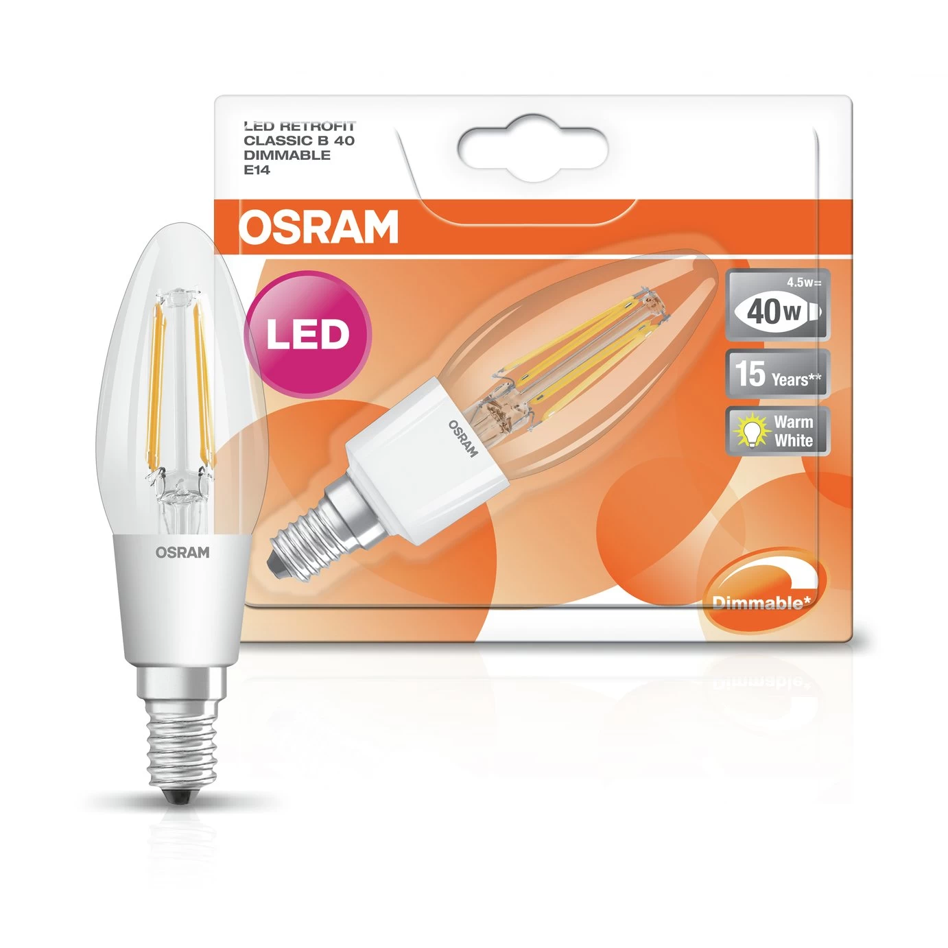 OSRAM Osran 4W SES Filament Candle Light Bulb - 2 Pack - Image 5