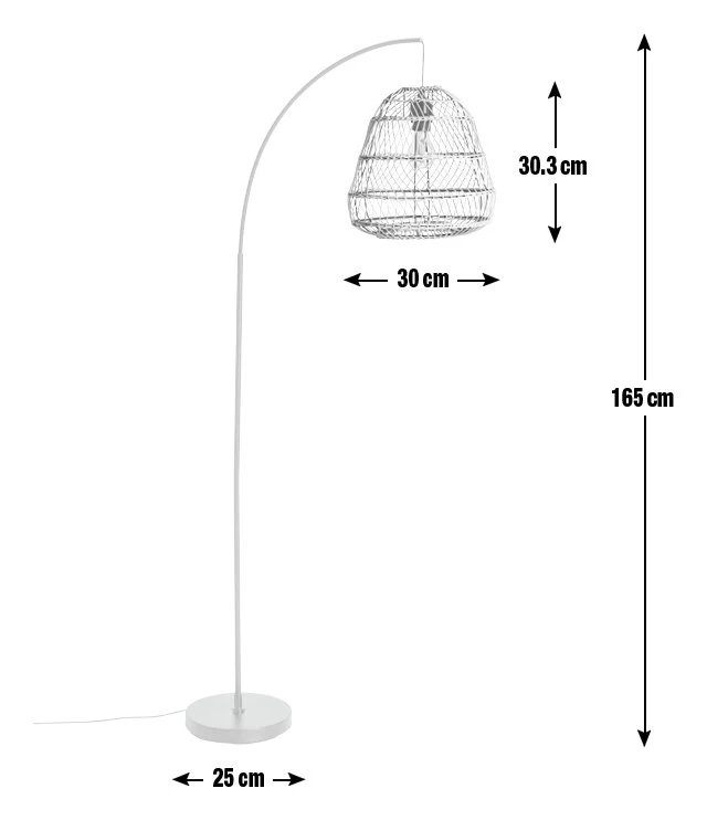 Habitat Rattan Arc Floor Lamp - Cream And Black - Image 3