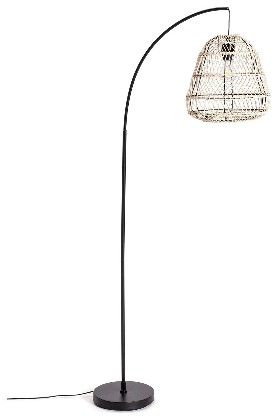 Habitat Rattan Arc Floor Lamp - Cream And Black - Image 2
