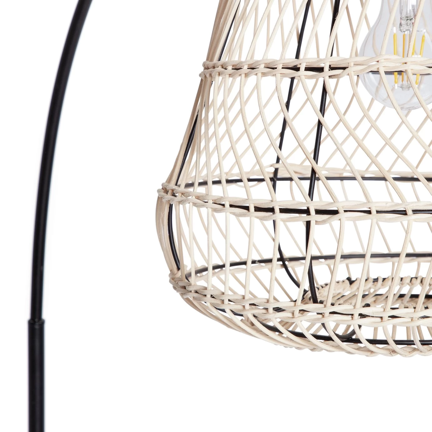 Habitat Rattan Arc Floor Lamp - Cream And Black - Image 4