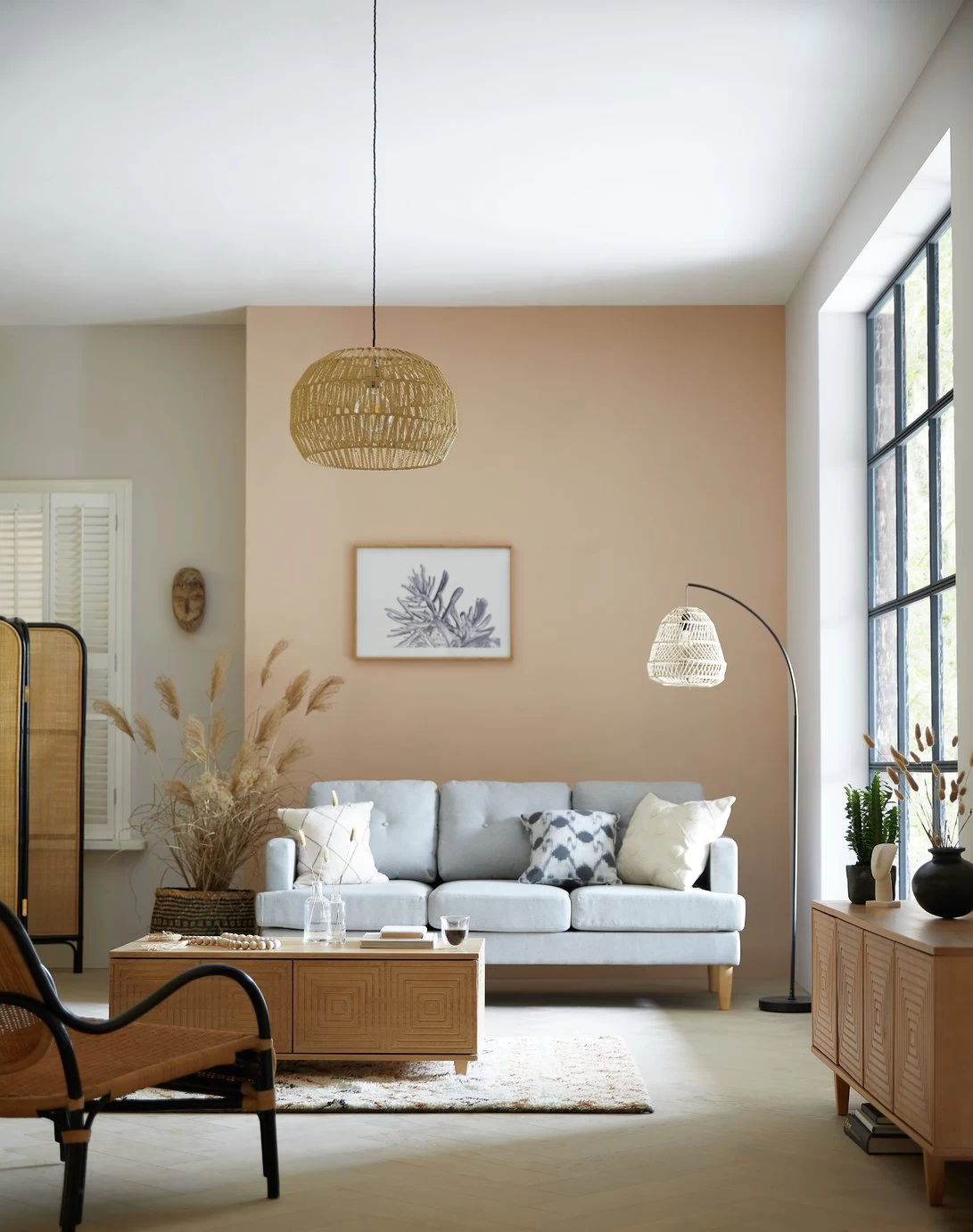 Habitat Rattan Arc Floor Lamp - Cream And Black - Image 11