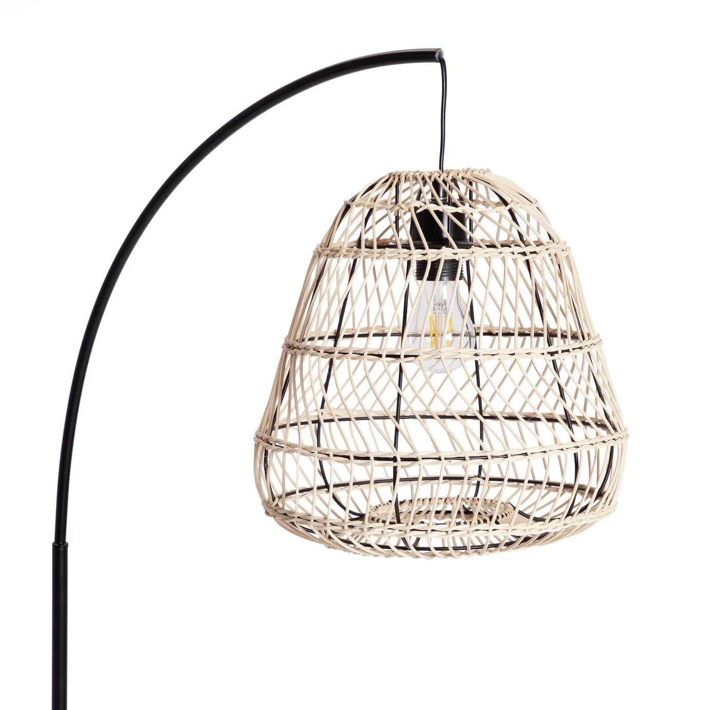 Habitat Rattan Arc Floor Lamp - Cream And Black - Image 7