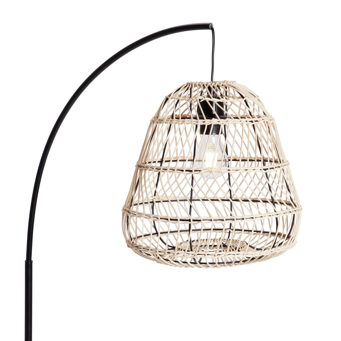 Habitat Rattan Arc Floor Lamp - Cream And Black - Image 8