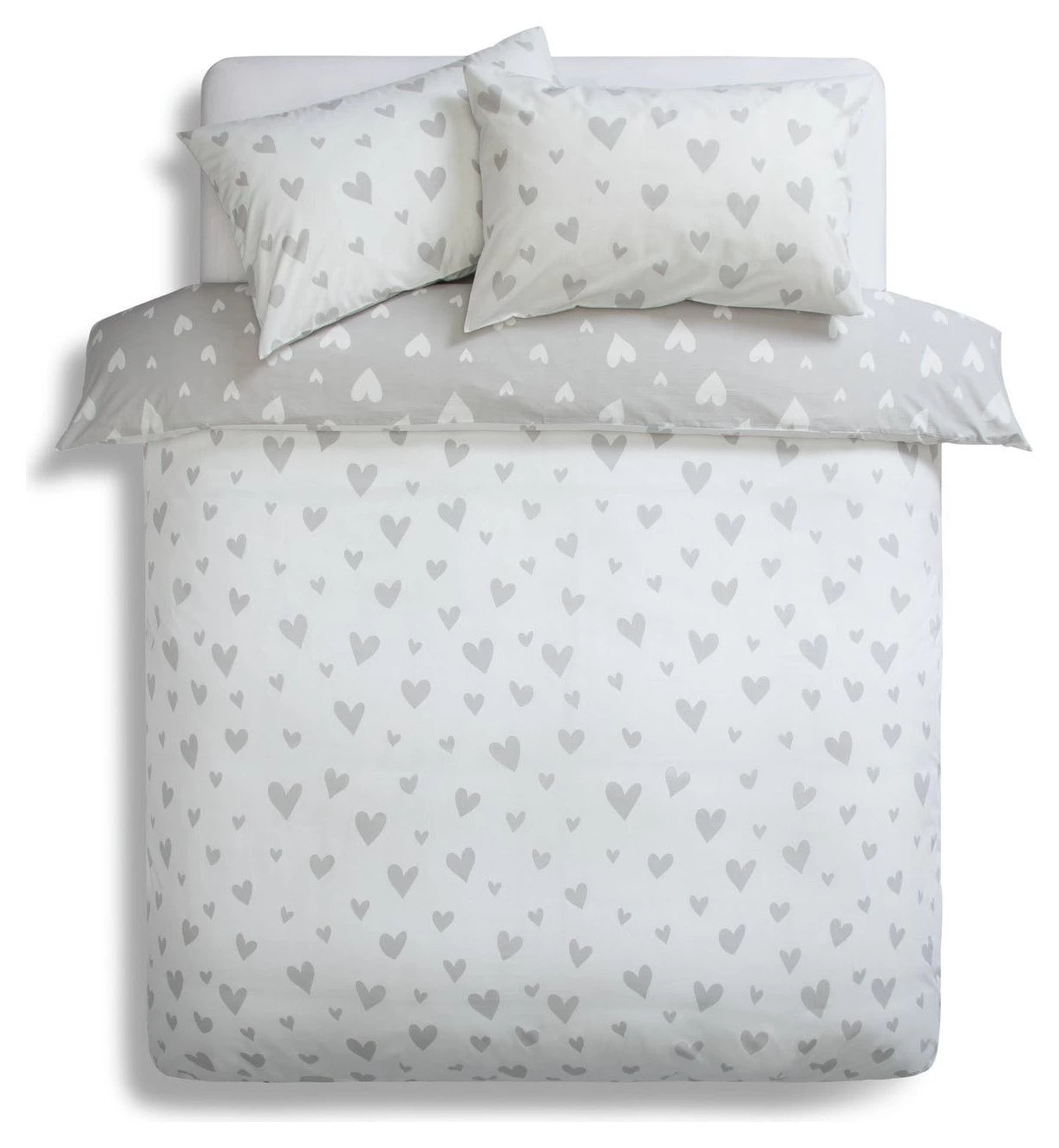 Habitat Hearts Grey & White Bedding Set - Single - Image 3