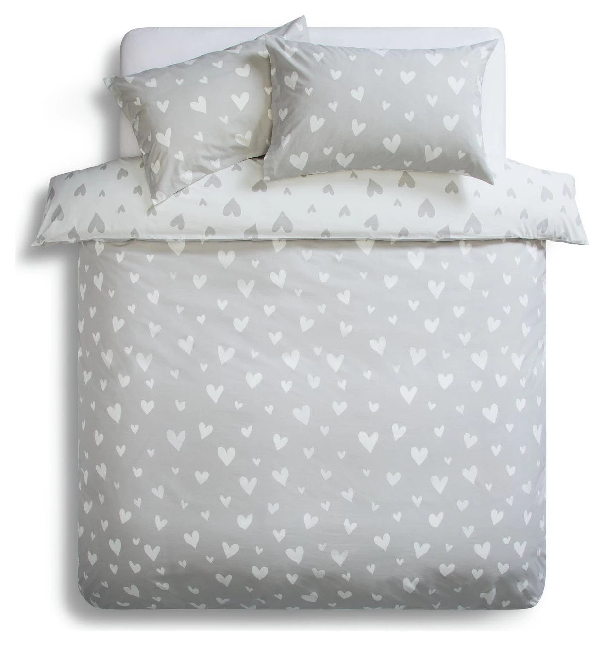 Habitat Hearts Grey & White Bedding Set - Single - Image 5