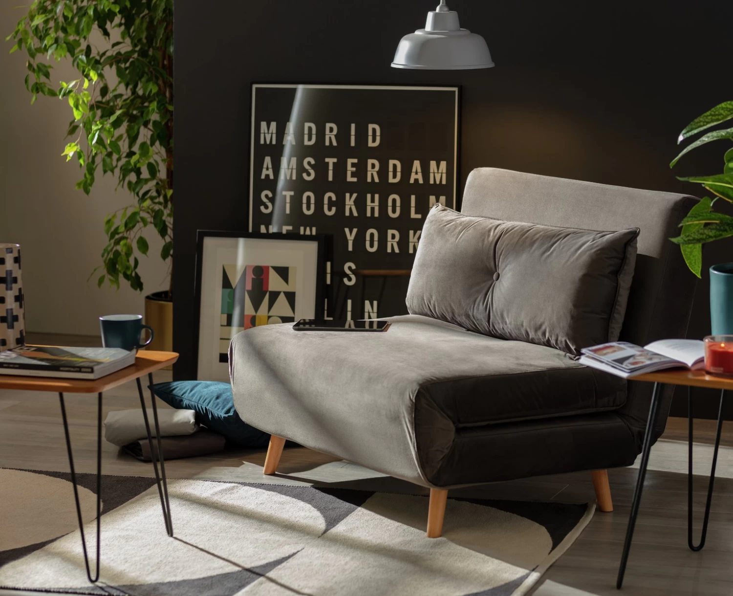 Habitat Roma Small Double Velvet Chairbed - Orange - Image 5