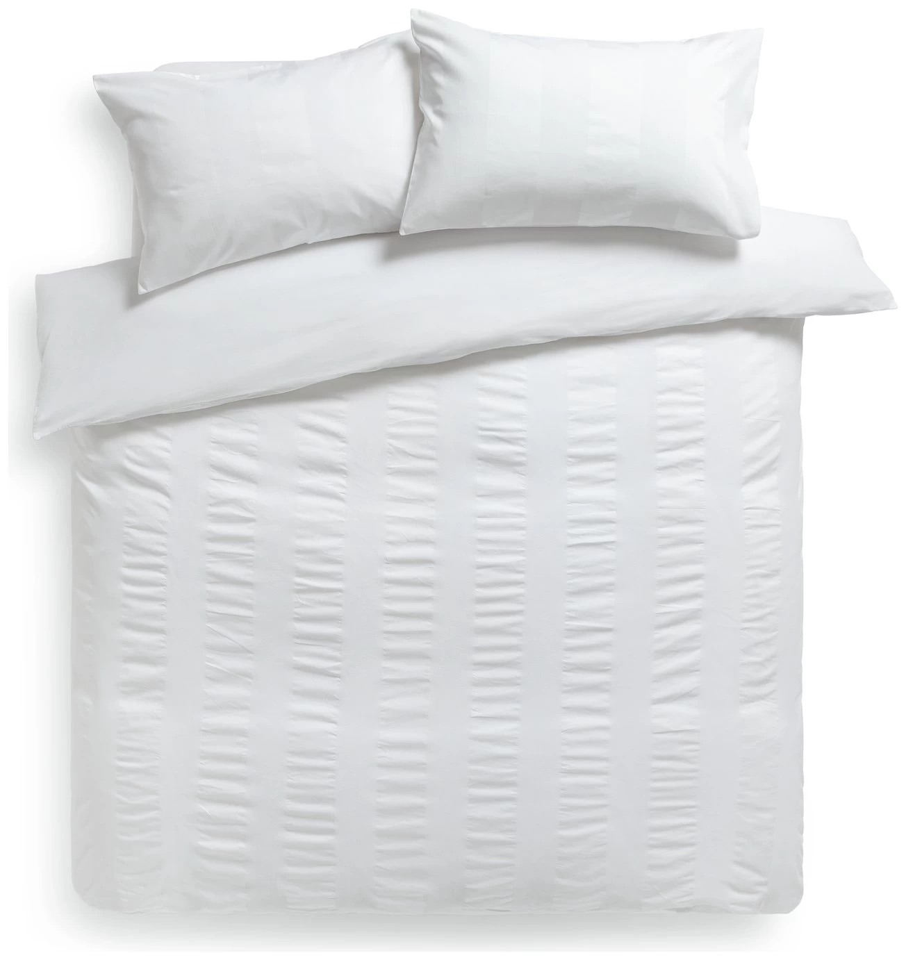 Habitat Cotton 300TC Waffle Striped White Bedding Set-Double - Image 3