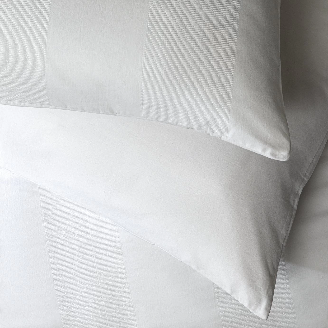 Habitat Cotton 300TC Waffle Striped White Bedding Set-Double - Image 4