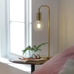 Habitat Rayner Steel LED Table Lamp - Brass
