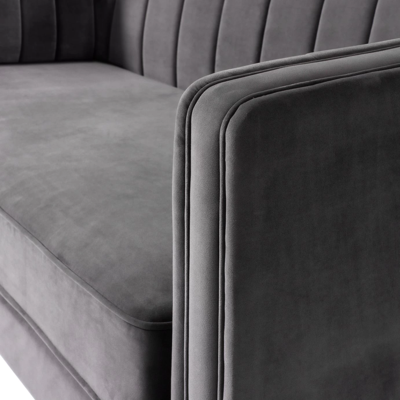 Habitat Vanessa Velvet 3 Seater Sofa - Grey - Image 8