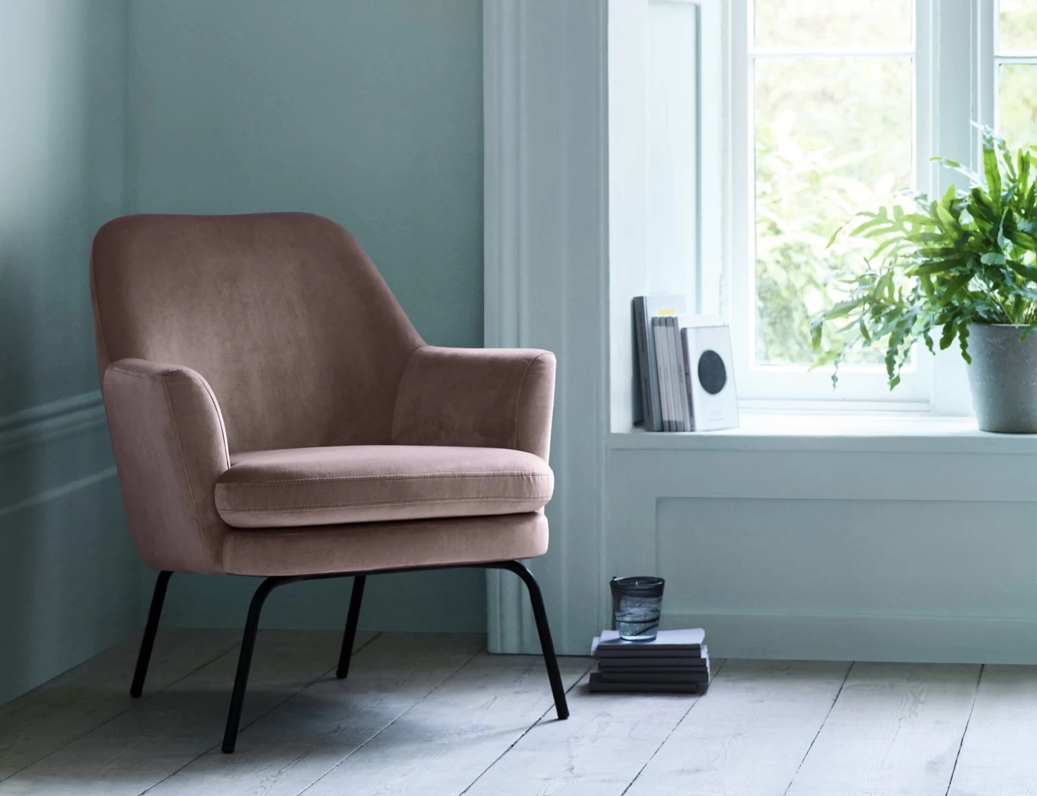 Habitat Celine Velvet Accent Chair - Pink - Image 2