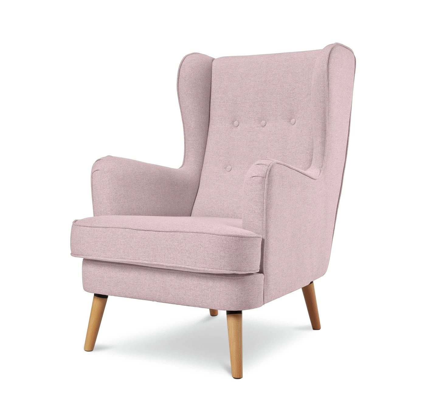 Habitat Callie Fabric Wingback Chair - Blush Pink - Image 5