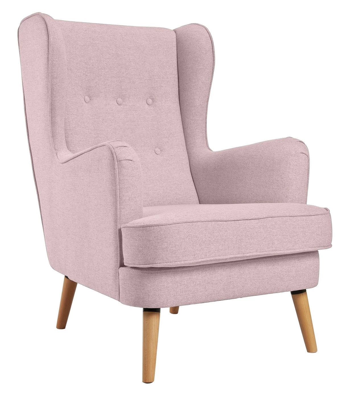 Habitat Callie Fabric Wingback Chair - Blush Pink - Image 7