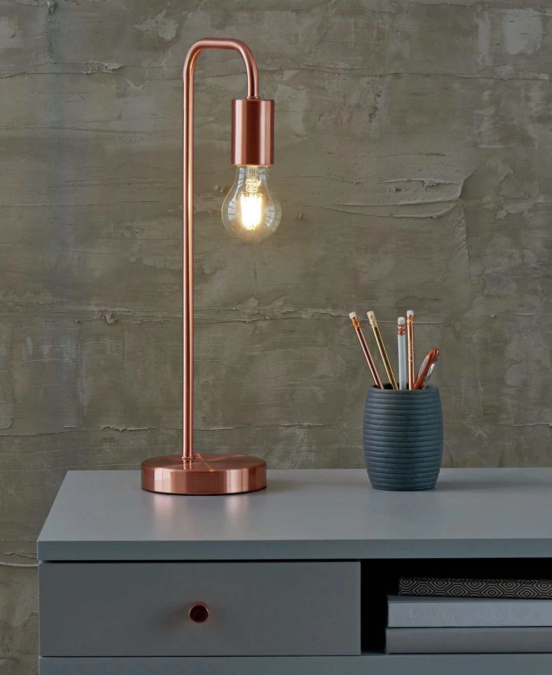 Habitat Rayner Steel LED Desk Lamp - Rose Gold
