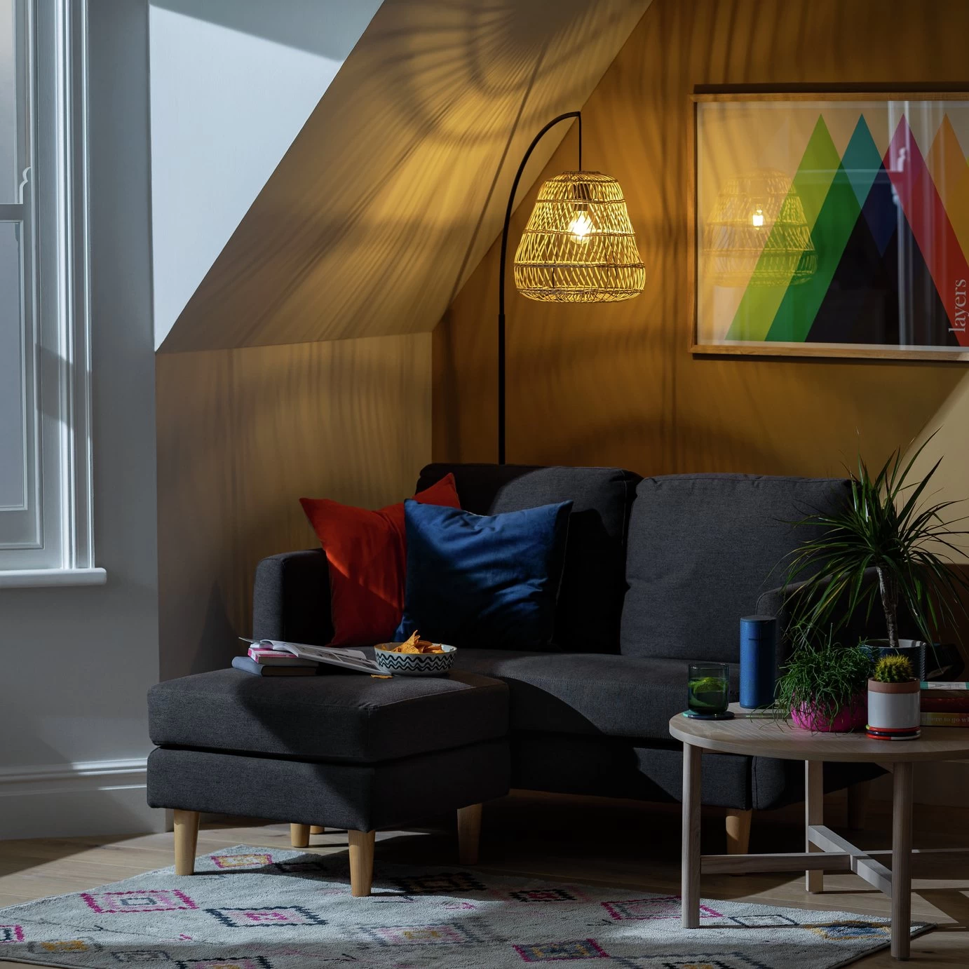 Habitat Remi Fabric 2 Seater Chaise Sofa In A Box - Teal - Image 2