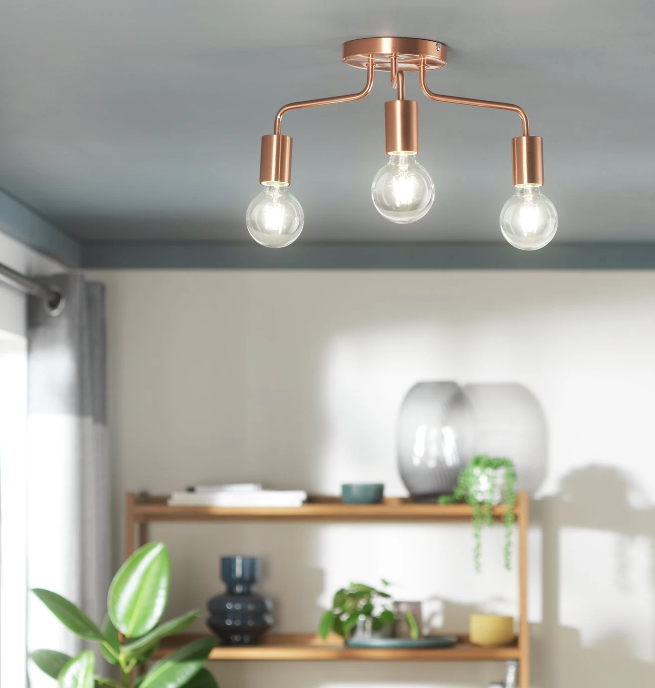 Habitat Rayner Steel LED Flush Ceiling Light - Rosegold - Image 7