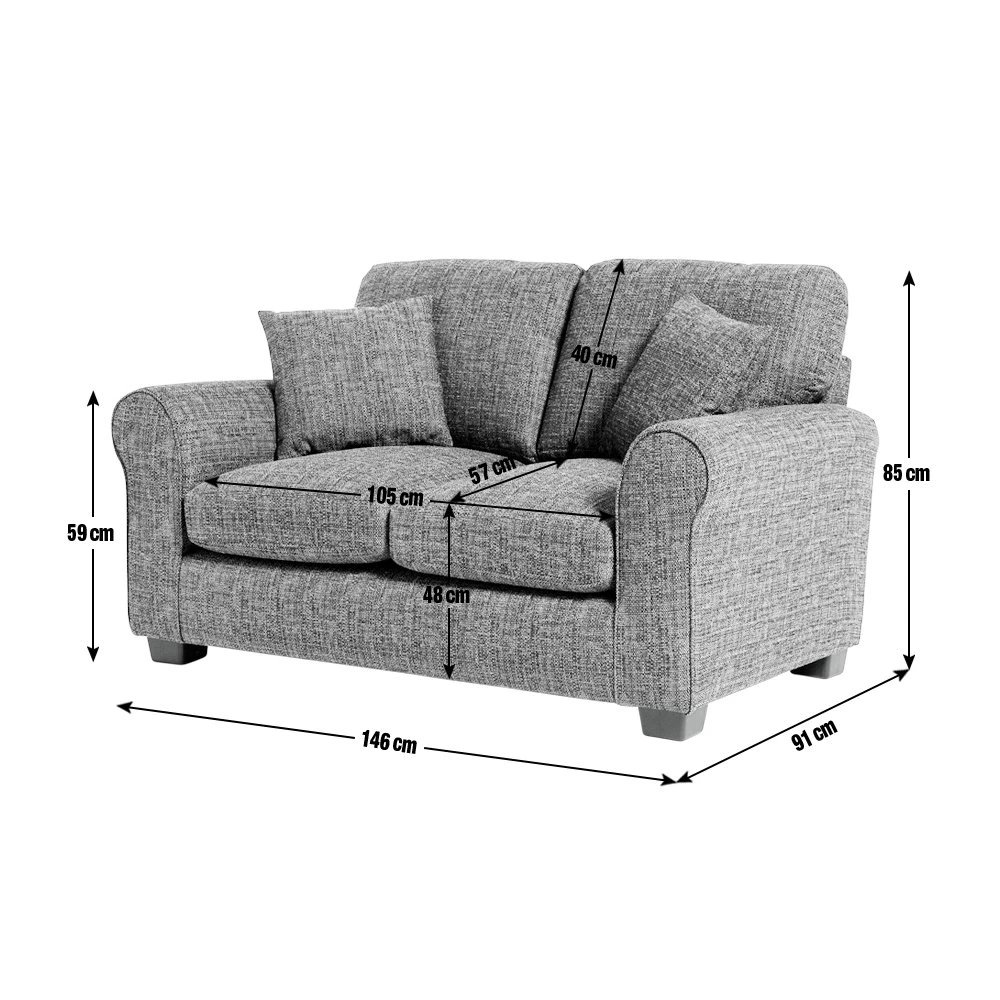Habitat Lisbon Fabric 2 Seater Sofa - Charcoal - Image 4